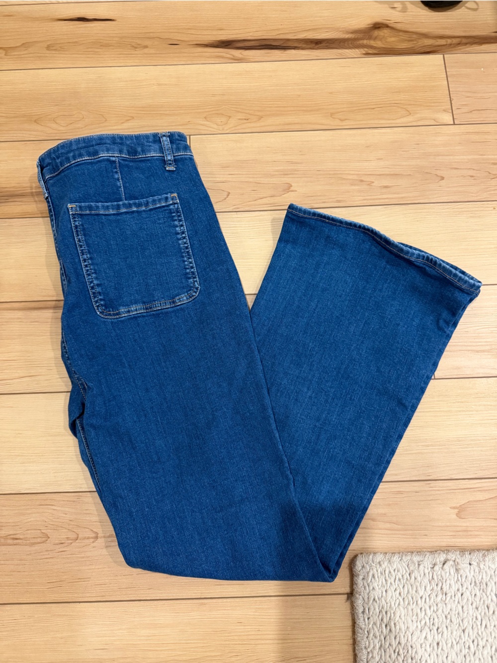 Derek Lam women’s Deep Blue Flare Jeans with Front Patch Pockets - Picture 5 of 5